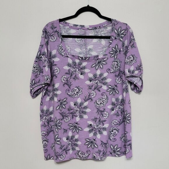 Lane Bryant Purple Paisley Chiffon Top 26/28 Kimono Sleeves Boho NWT - Picture 3 of 6